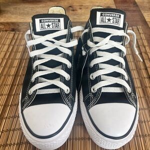 Converse All Star platform sneakers- Black with white trim.